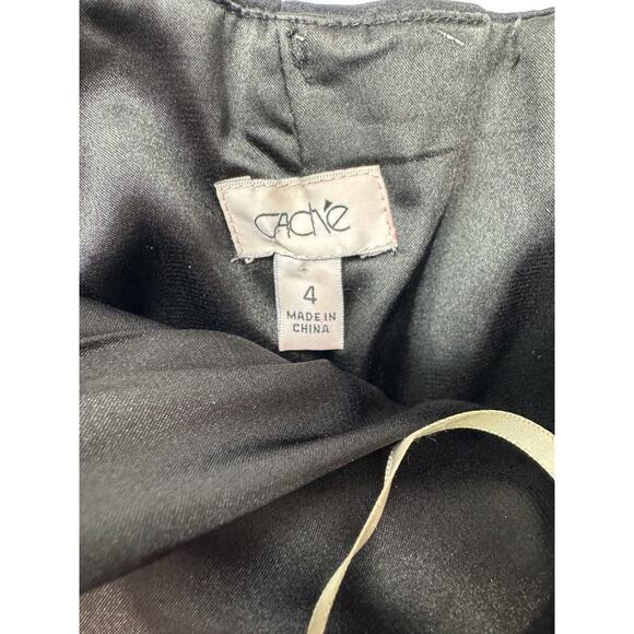 Vintage Cache Black Strapless Mini Dress Gold Floral Detail Party Cocktail Sz 4 - Picture 7 of 9